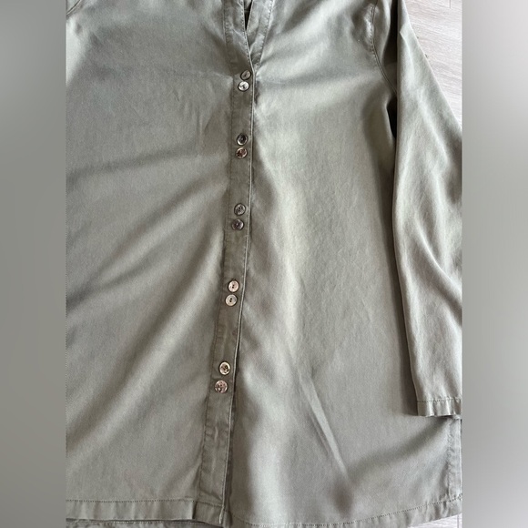 Soft Surroundings Washed Tencel Tunic Top Women’s Size L Green - Picture 2 of 9